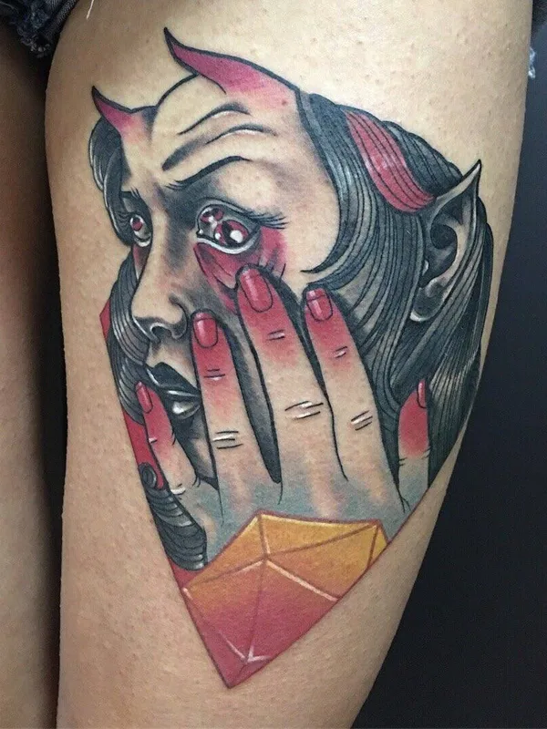 female color neo traditional tatuaje en thigh #24507 | Tatuador Рост Won Tu