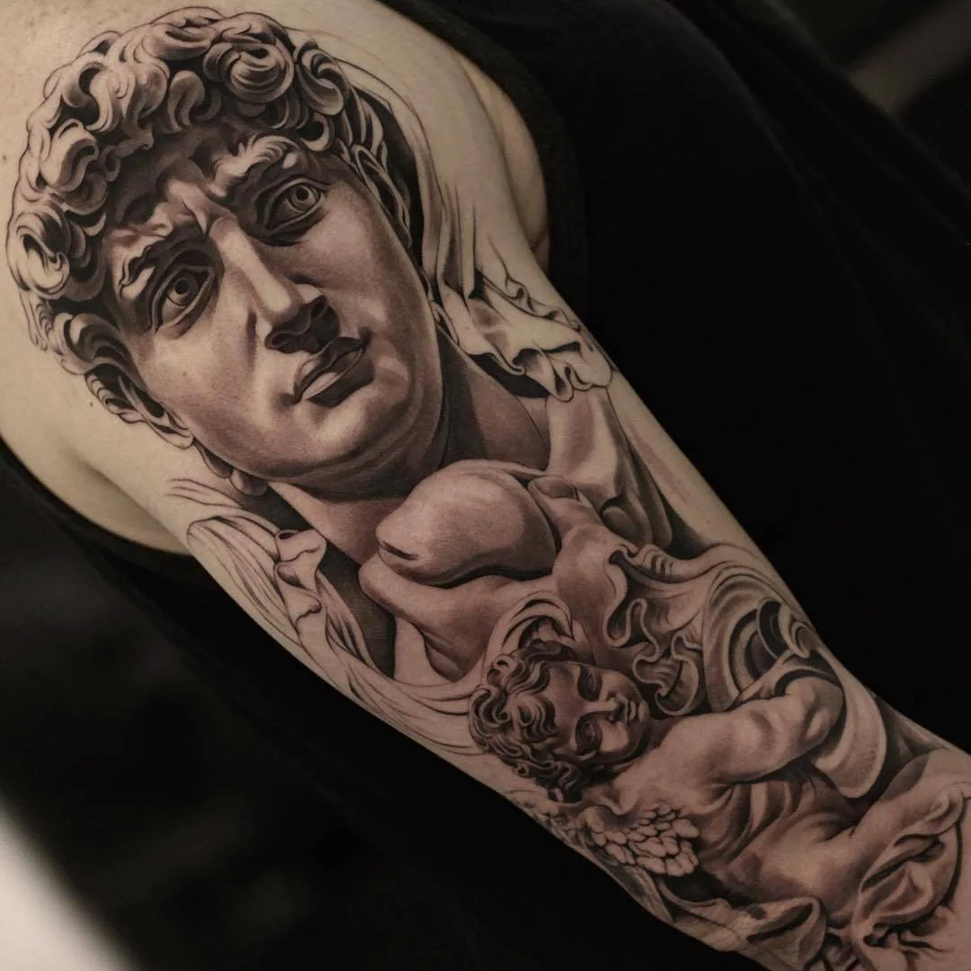 Tattoo artist Jun Cha, black&grey realistic tattoo, engraving | USA