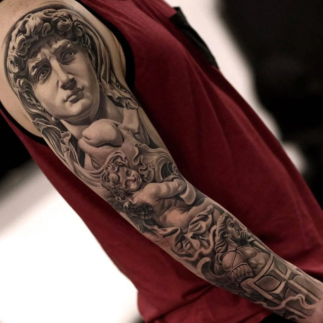 Tattoo artist Jun Cha, black&grey realistic tattoo, engraving | USA