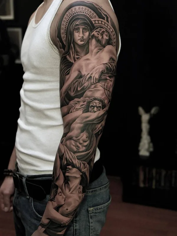 male black and grey realism 타투 부위 full sleeve #25022 | 타투이스트 Jun Cha