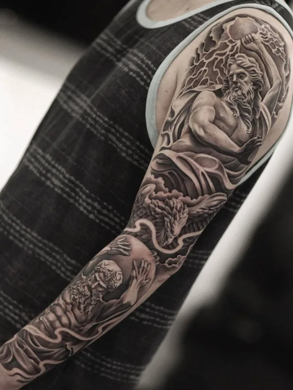 male black and grey realism 타투 부위 full sleeve #25020 | 타투이스트 Jun Cha