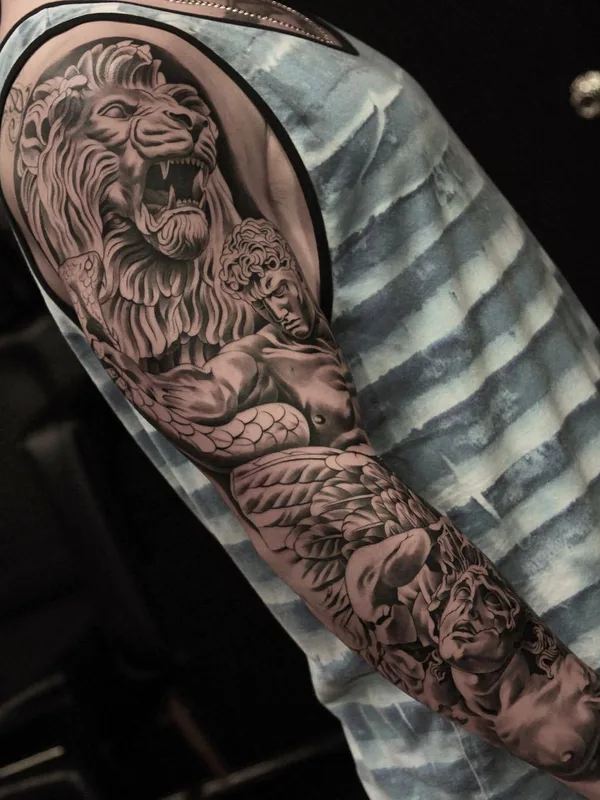 male black and grey realism 타투 부위 full sleeve #25019 | 타투이스트 Jun Cha