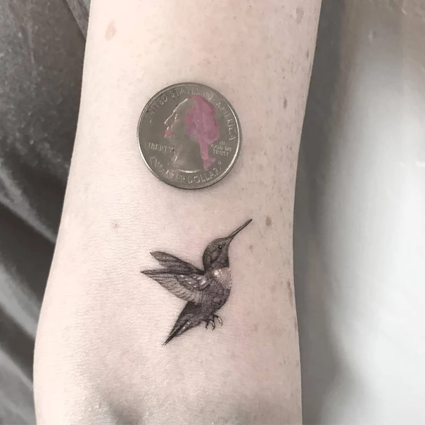 Fineline Hummingbird tattoo on Forearm