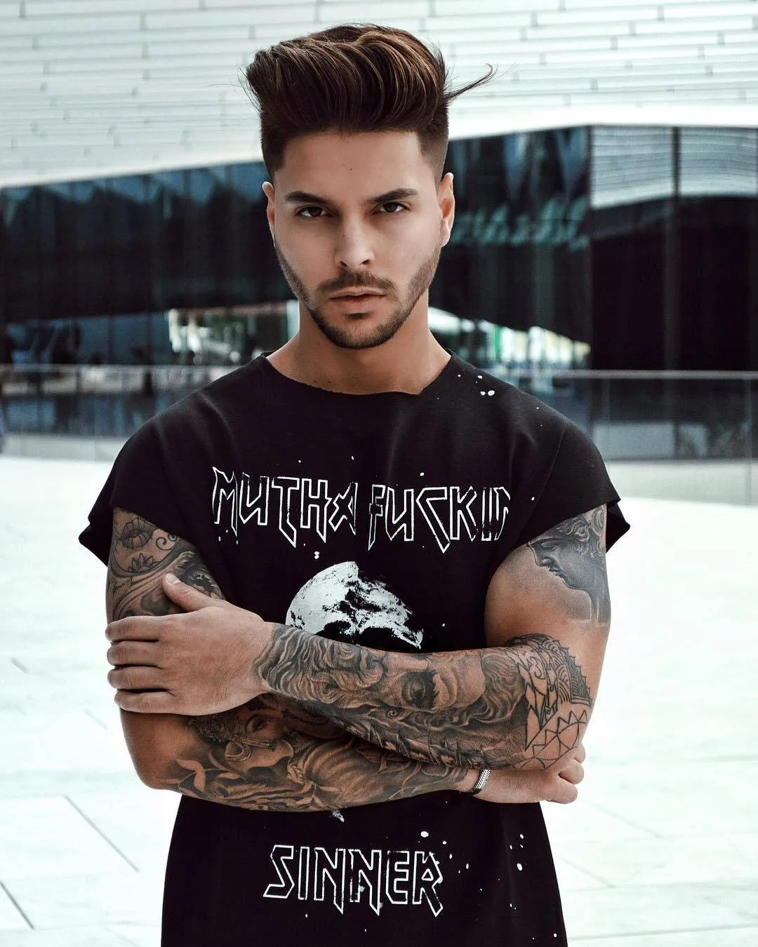 Modello tatuato Gon&ccedil;alo Olivier, modello alternativo, uomo tatuato | Portogallo