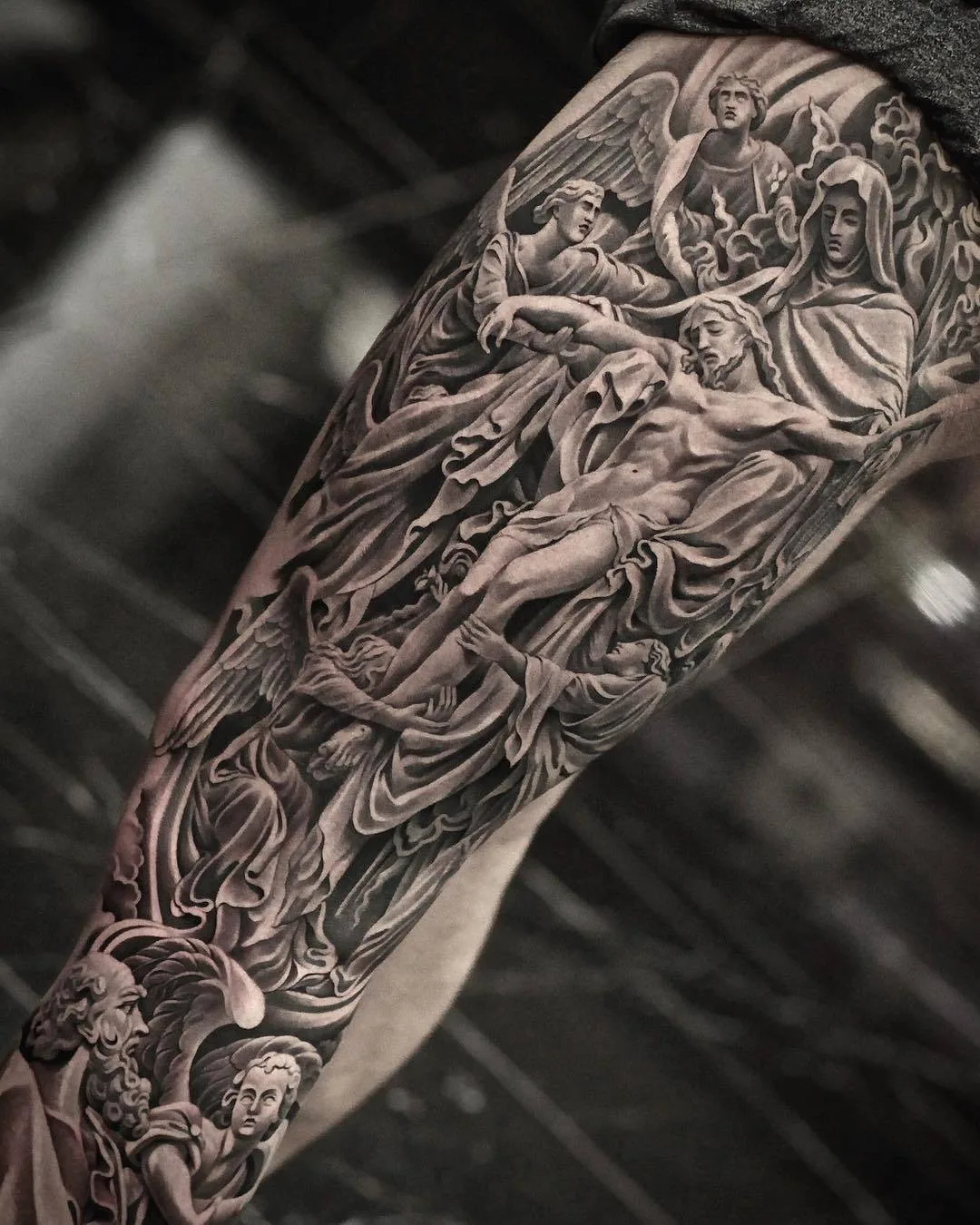 Tattoo artist Jun Cha, black&grey realistic tattoo, engraving | USA