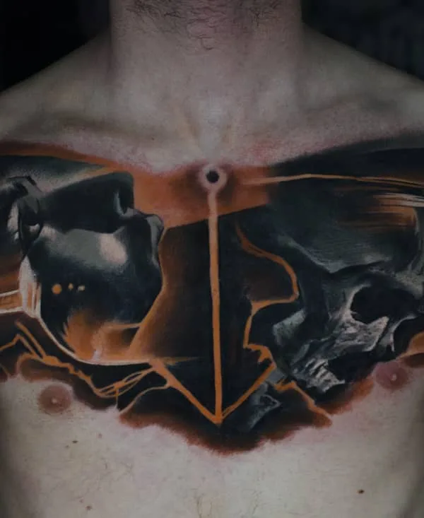 male black and grey black and grey Tatuaggio su chest #24964 | Tatuatore Darek Doktór Ink-Ognito