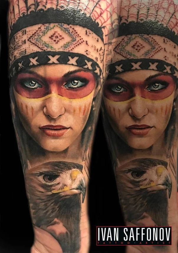 Реализм Portrait, Eagle tattoo на Предплечье