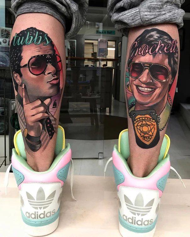 Realism Portrait, Celebrity tattoo on Calf