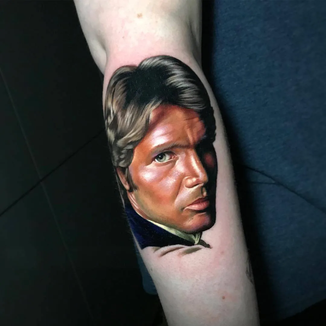 Tattoo artist Kirsten Pettitt, color realistic portrait tattoo | United Kingdom