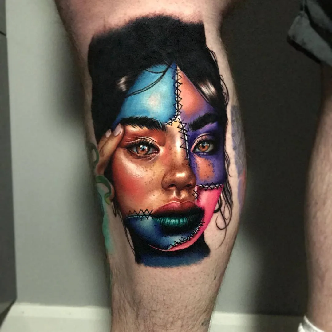 Tattoo artist Kirsten Pettitt, color realistic portrait tattoo | United Kingdom