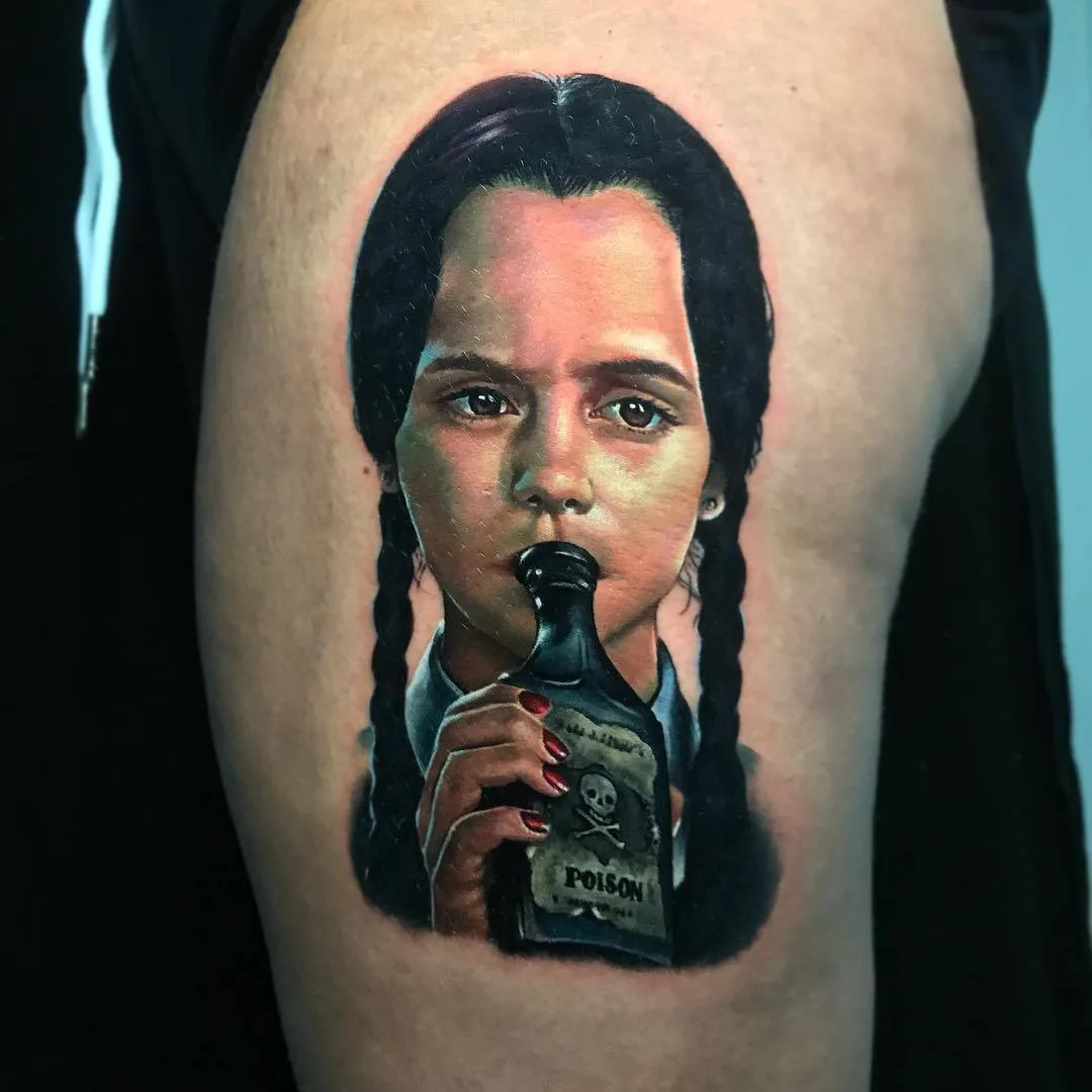 Tattoo artist Kirsten Pettitt, color realistic portrait tattoo | United Kingdom