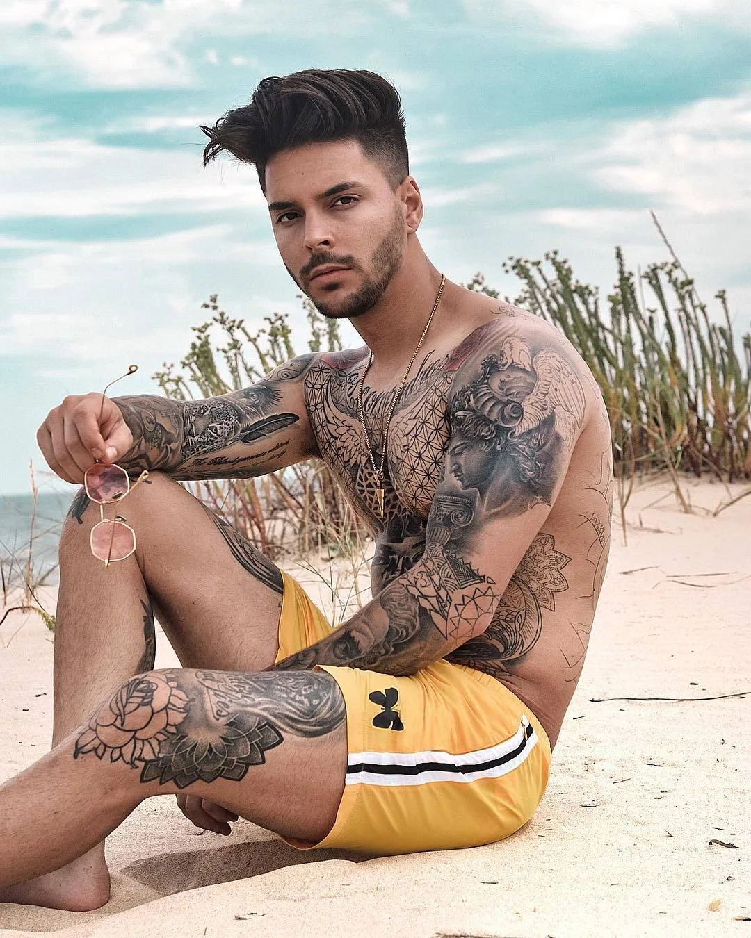 Modello tatuato Gon&ccedil;alo Olivier, modello alternativo, uomo tatuato | Portogallo