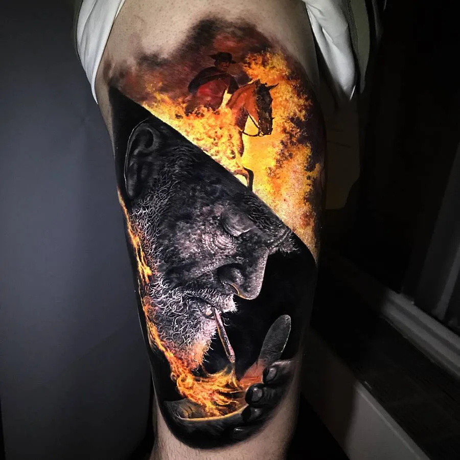 Artista de tattoo Chris Mata'afa, estilo de portrético colorido e preto e cinza | Austrália