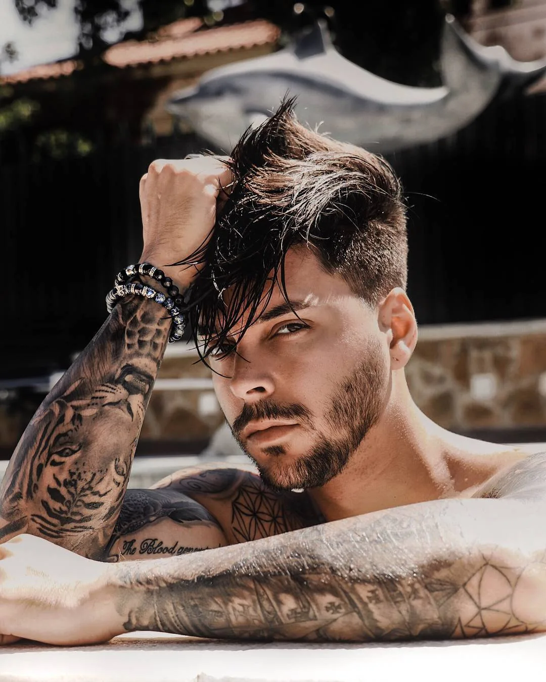 Modello tatuato Gon&ccedil;alo Olivier, modello alternativo, uomo tatuato | Portogallo