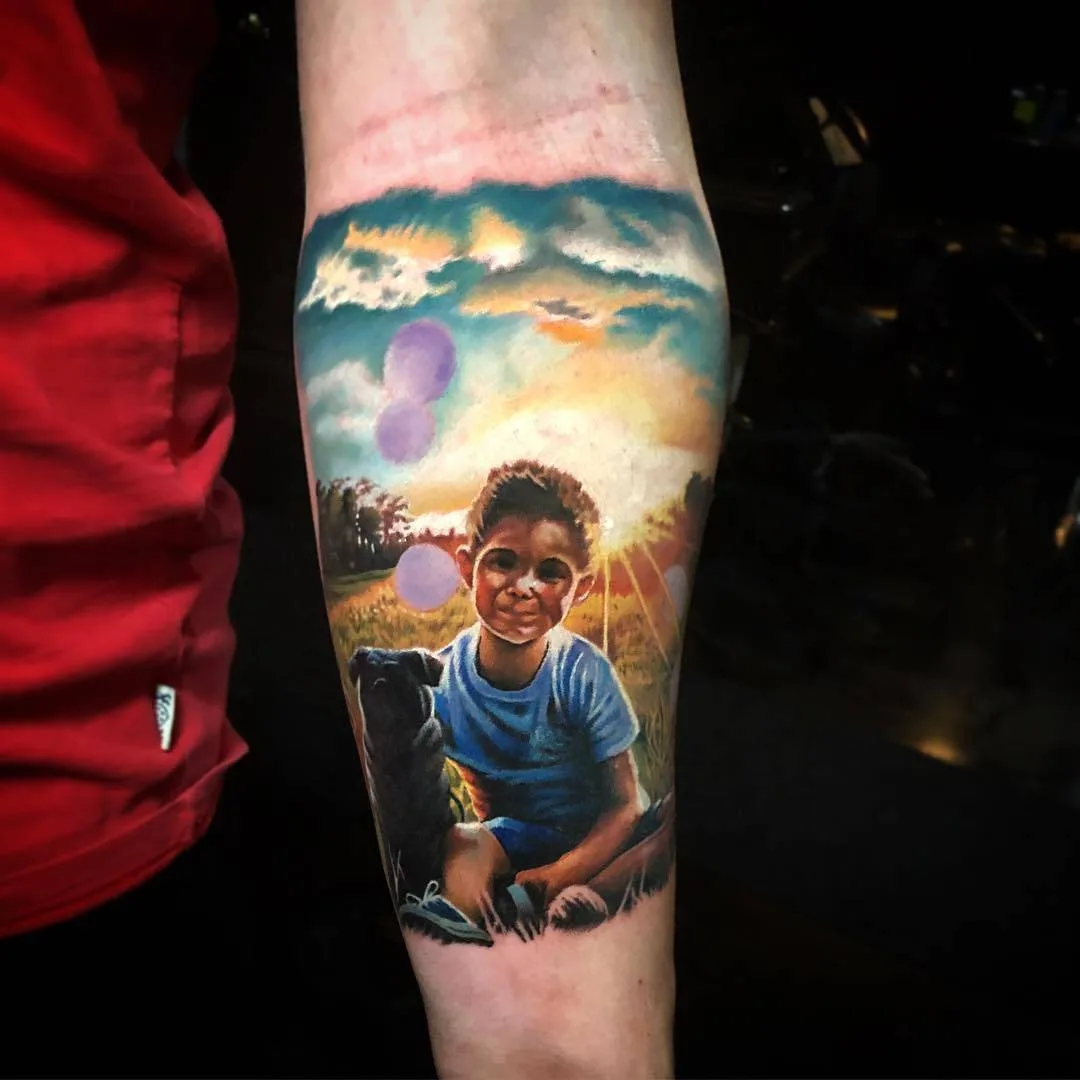 Tattoo artist Kirsten Pettitt, color realistic portrait tattoo | United Kingdom