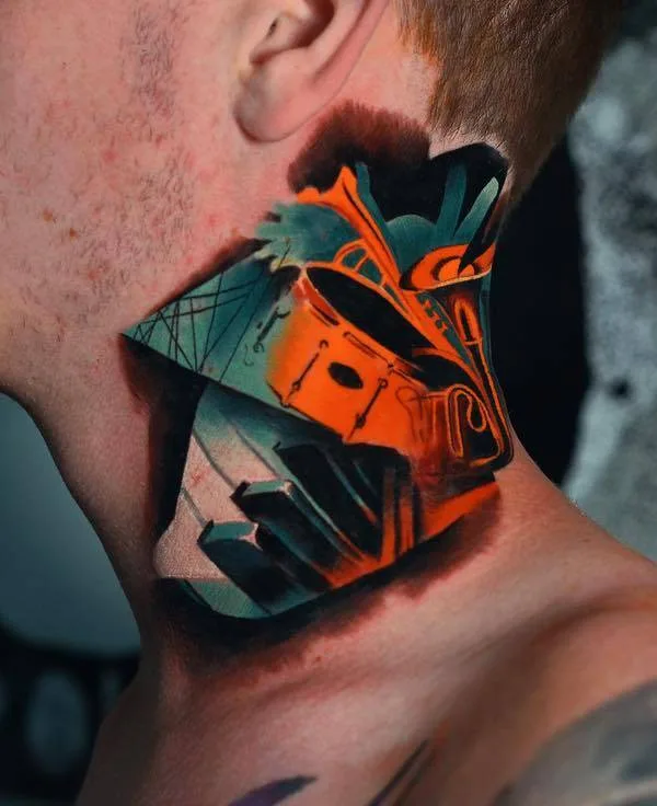 male color abstract Tatuaggio su neck #24966 | Tatuatore Darek Doktór Ink-Ognito