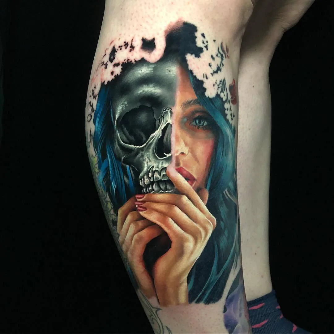 Tattoo artist Kirsten Pettitt, color realistic portrait tattoo | United Kingdom