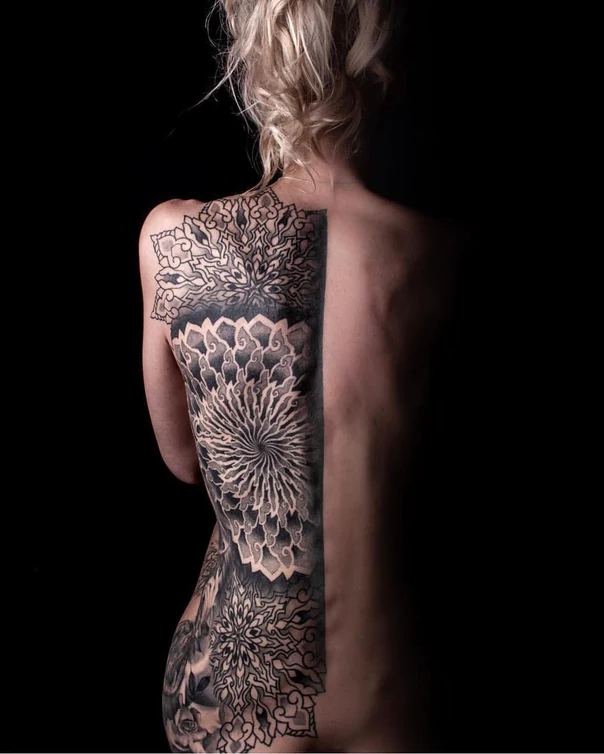 Ornamental Mandala, Floral tattoo on Full Back