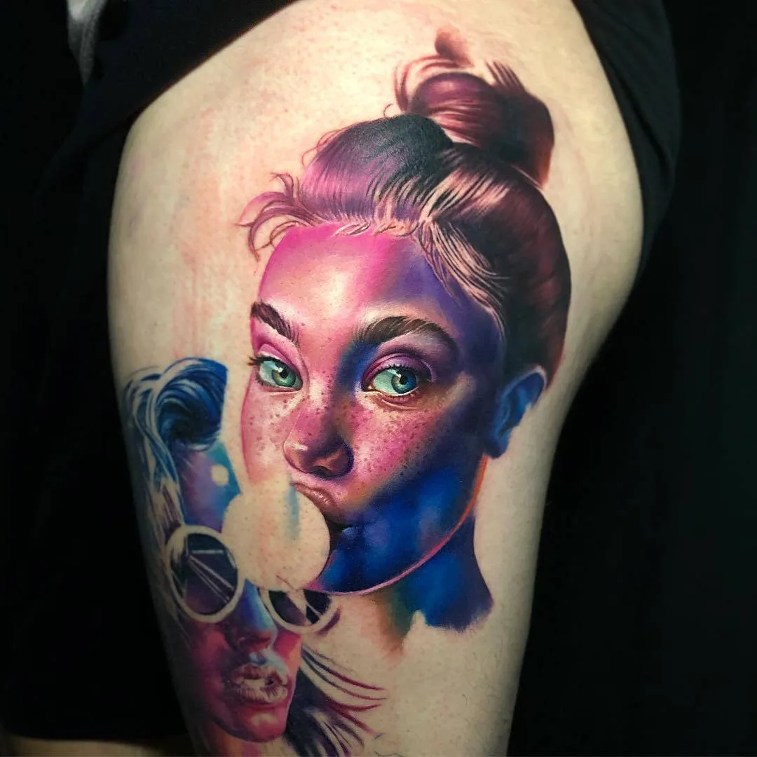 Tattoo artist Kirsten Pettitt, color realistic portrait tattoo | United Kingdom