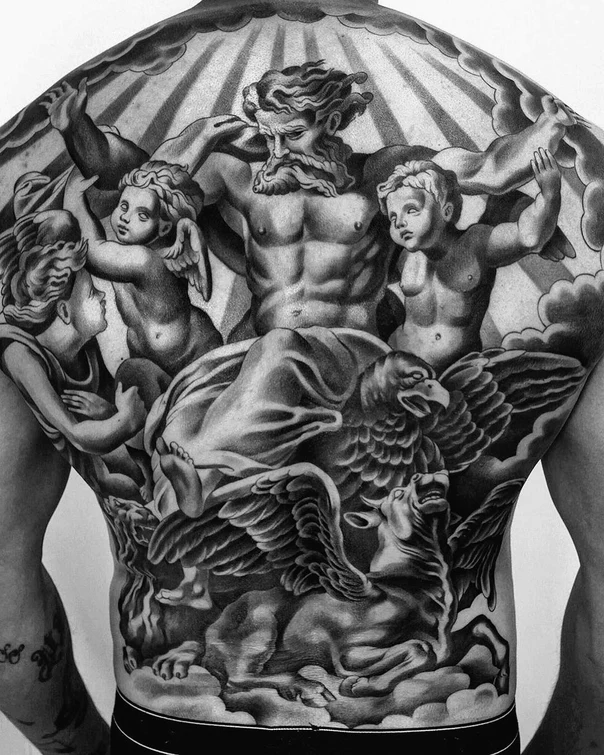 Realism Mythological, Angel tattoo on Full Back