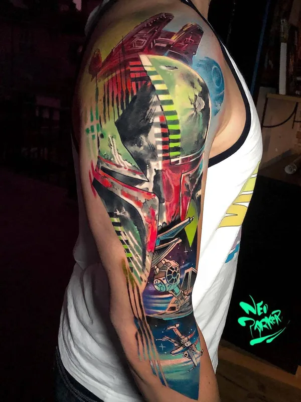 color watercolor Tatuaggio su full sleeve #24816 | Tatuatore Neo Parker (Rober Pedragosa)