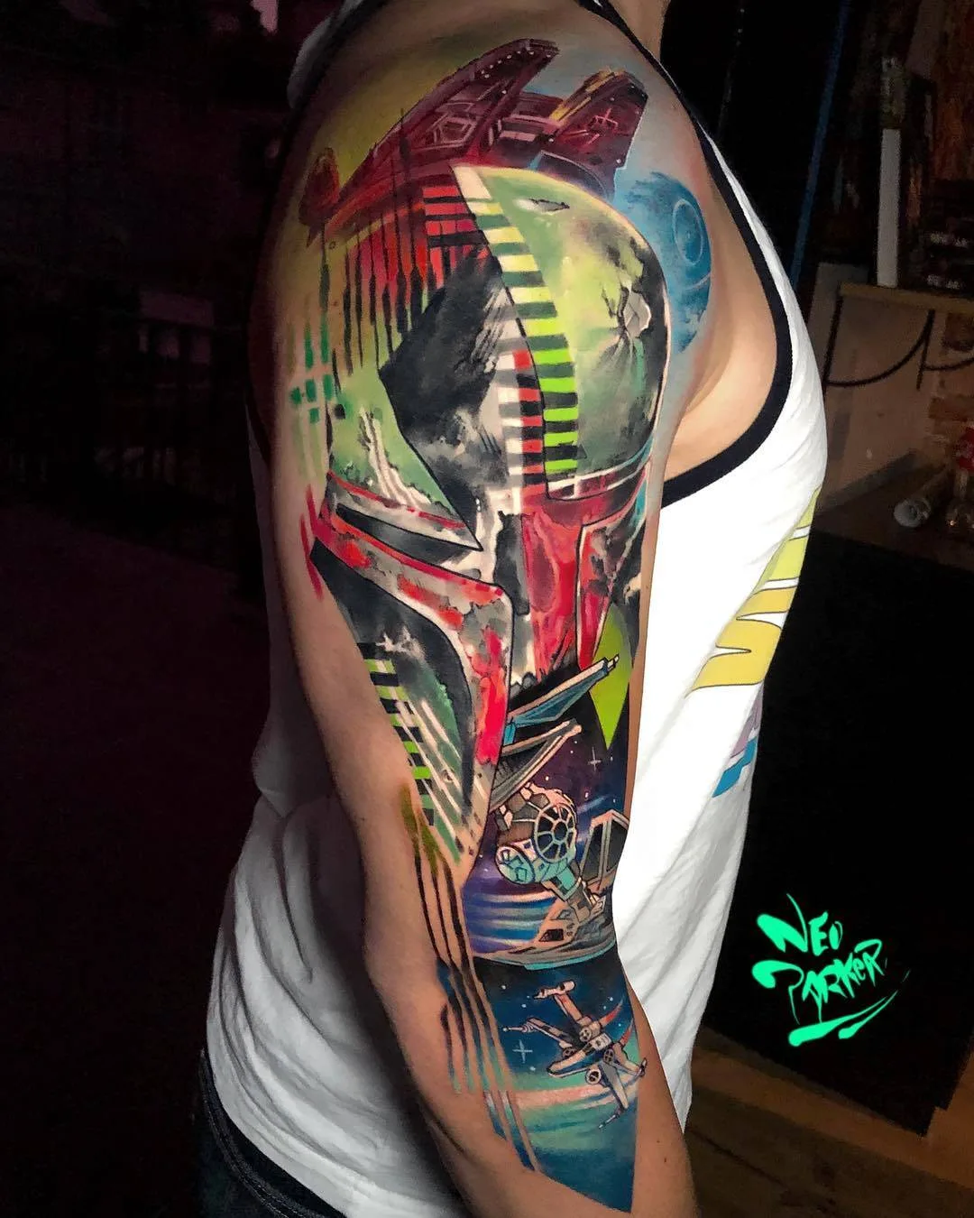Artista di tatuaggi Neo Parker (Rober Pedragosa), stile autore colore ritratto realistico tatuaggio, surrealismo | Spagna, Madrid