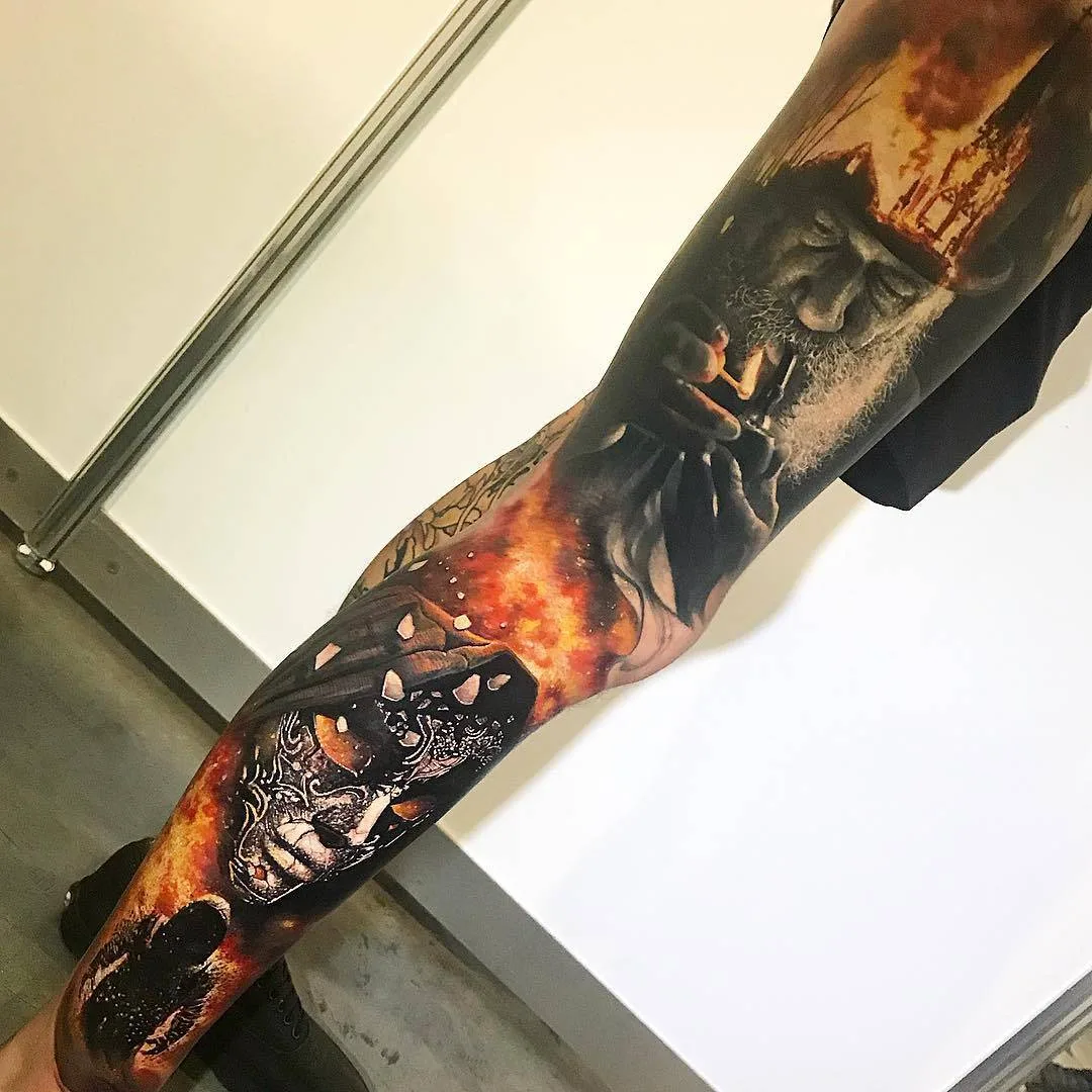 Artista de tattoo Chris Mata'afa, estilo de portrético colorido e preto e cinza | Austrália