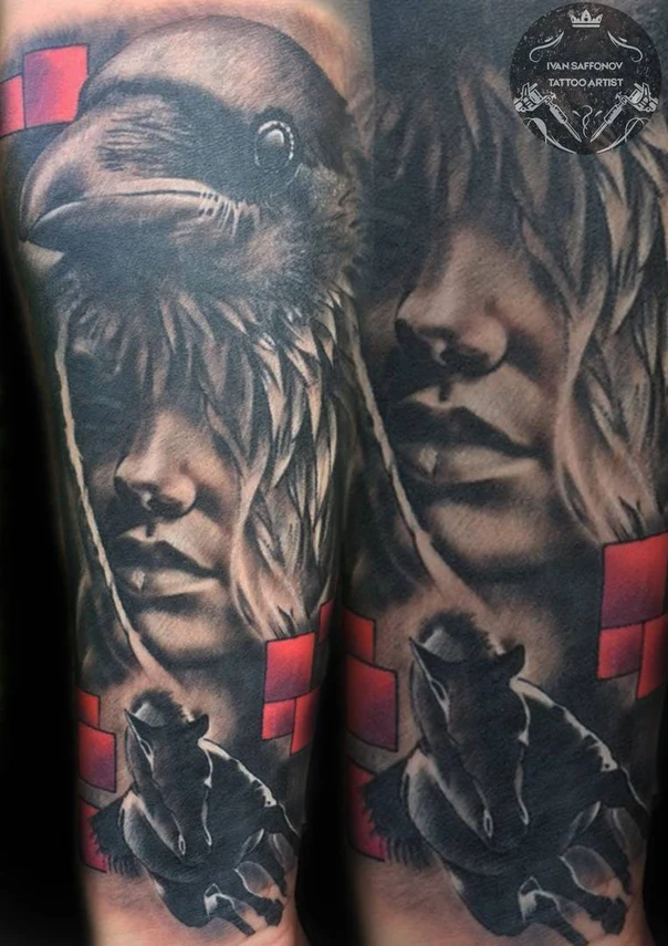 Реализм Raven, Face tattoo на Предплечье