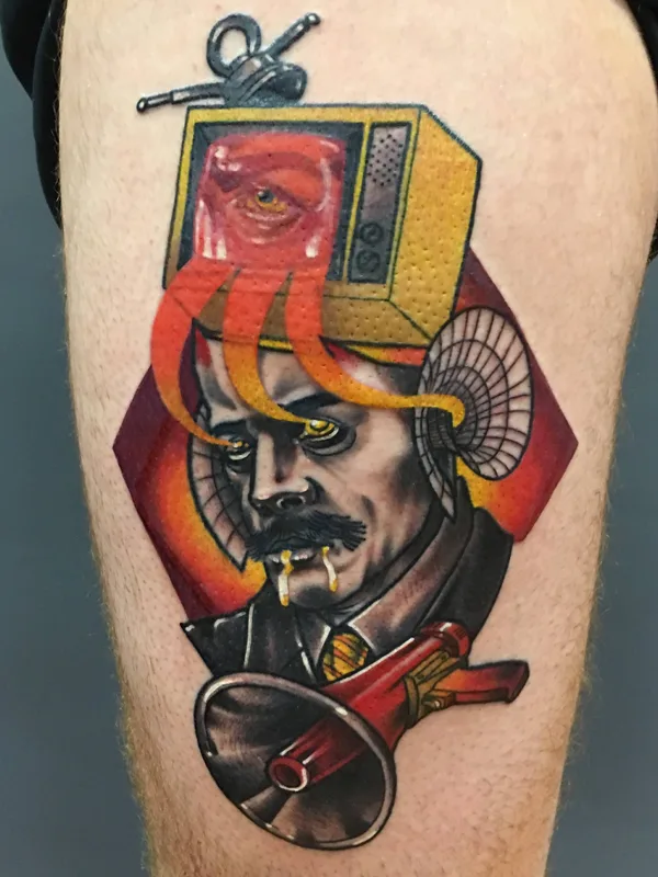 color illustrative tatuaje en thigh #24502 | Tatuador Рост Won Tu