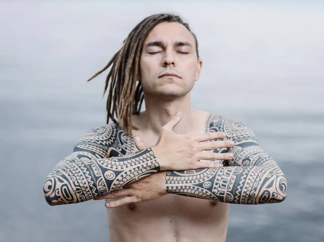 Tattoo artist Dmitry Babakhin, black Polynesian tattoo | Saint Petersburg, Russia