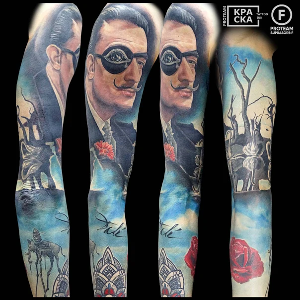 Реализм Portrait, Rose tattoo на Полный рукав
