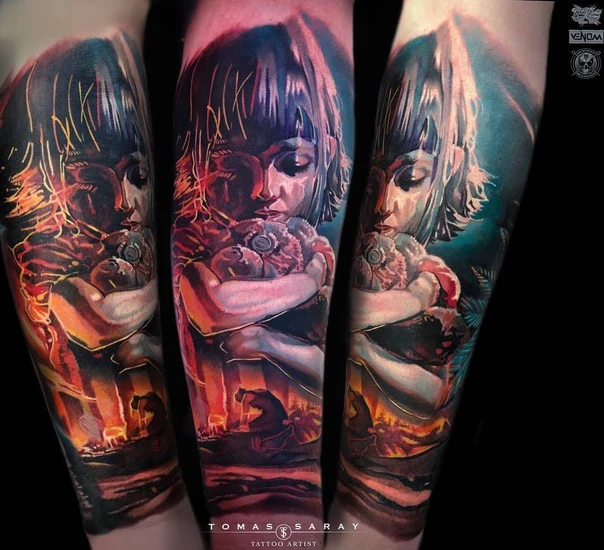 Realism Portrait, Child tattoo on Full Sleeve