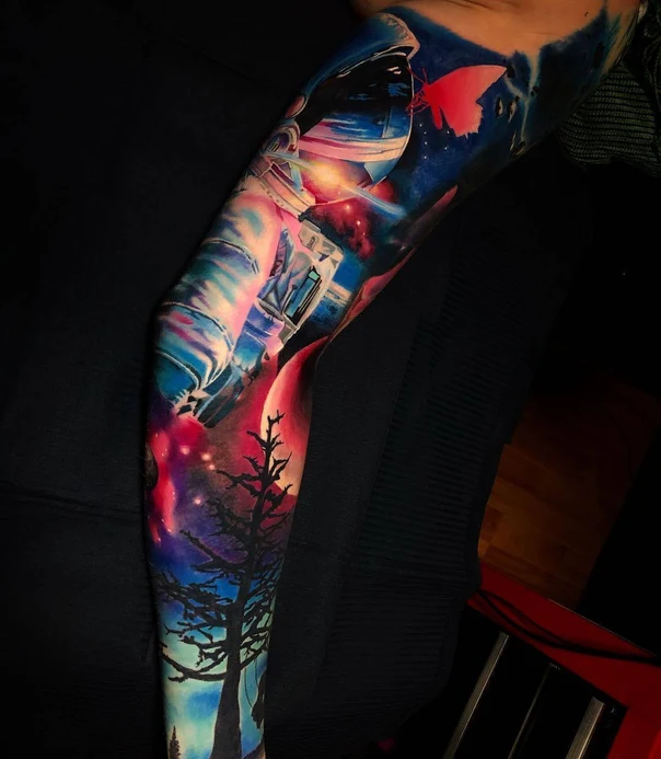 Realism Astronaut, Space tattoo on Full Sleeve