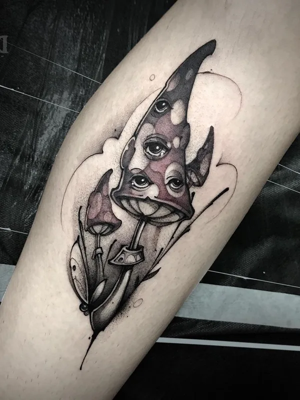 black and grey illustrative татуировка на calf #37303 | Тату мастер Дмитрий UGLΨX Жернова