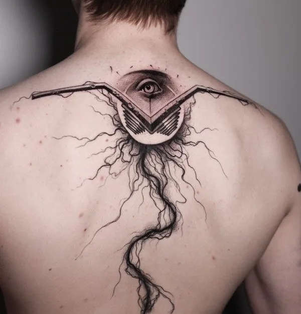 male black blackwork татуировка на upper back #37436 | Тату мастер Константин Строкин
