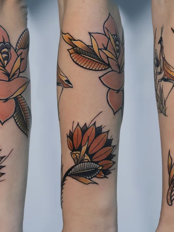 color neo traditional tatouage sur forearm #37563 | Artiste tatoueur sorrow tattoer