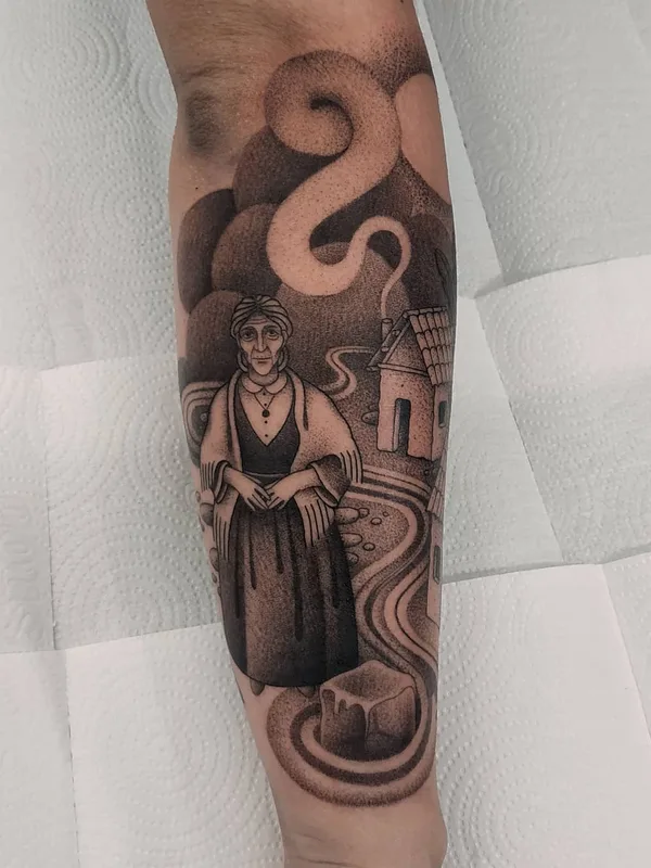 black and grey illustrative 타투 부위 forearm #42261 | 타투이스트 Yara Floresta
