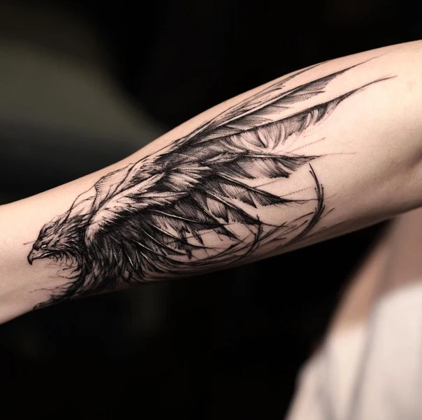 Sketch Bird tattoo on Forearm