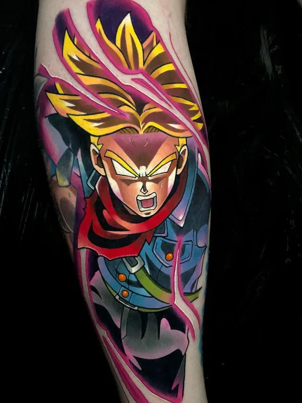 color anime tattoo auf calf #42320 | Tätowierer Dane Grannon