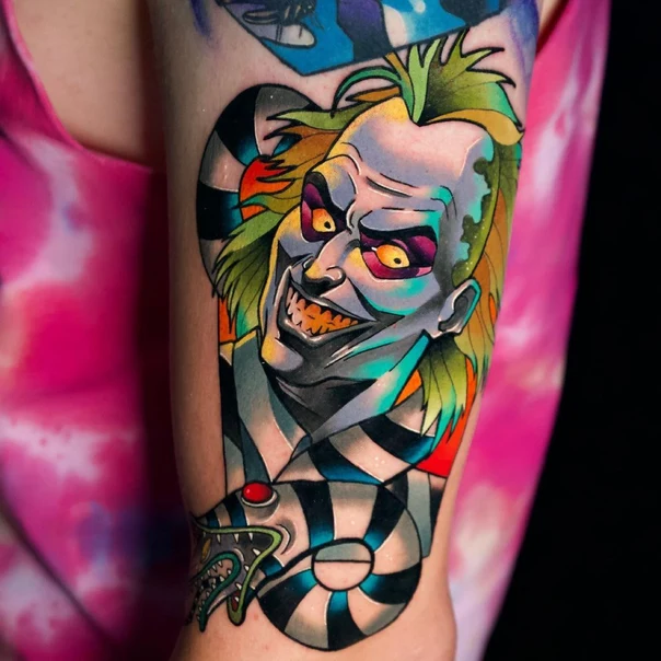 New School Beetlejuice, Portrait tattoo on Forearm