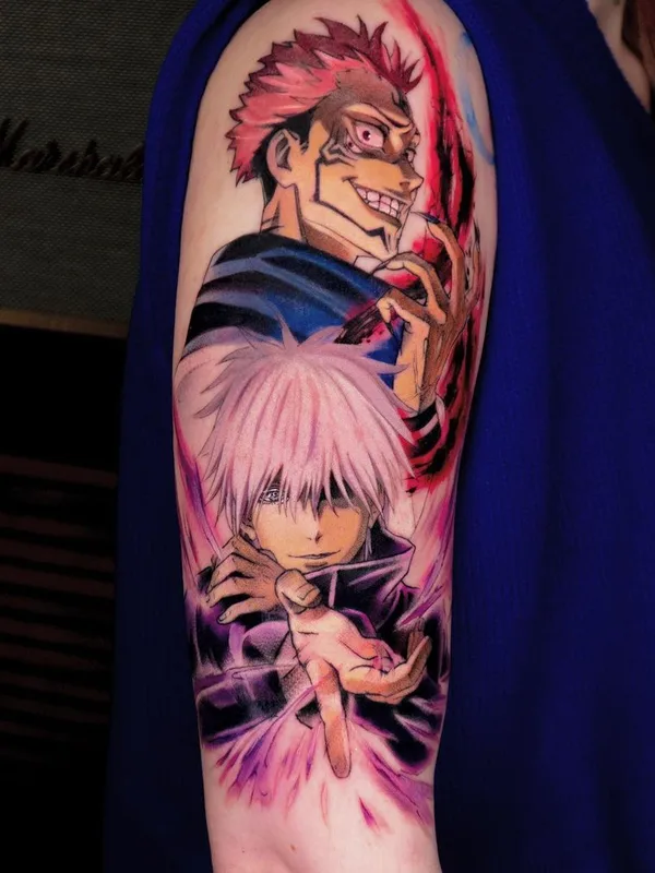 color anime tattoo auf full sleeve #42379 | Tätowierer Doggiett