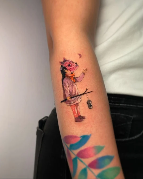 Illustrative Figure, Animal mask tattoo on Forearm