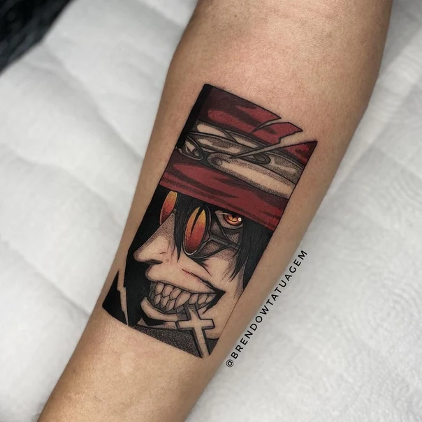 Anime Character, Cross tattoo on Forearm