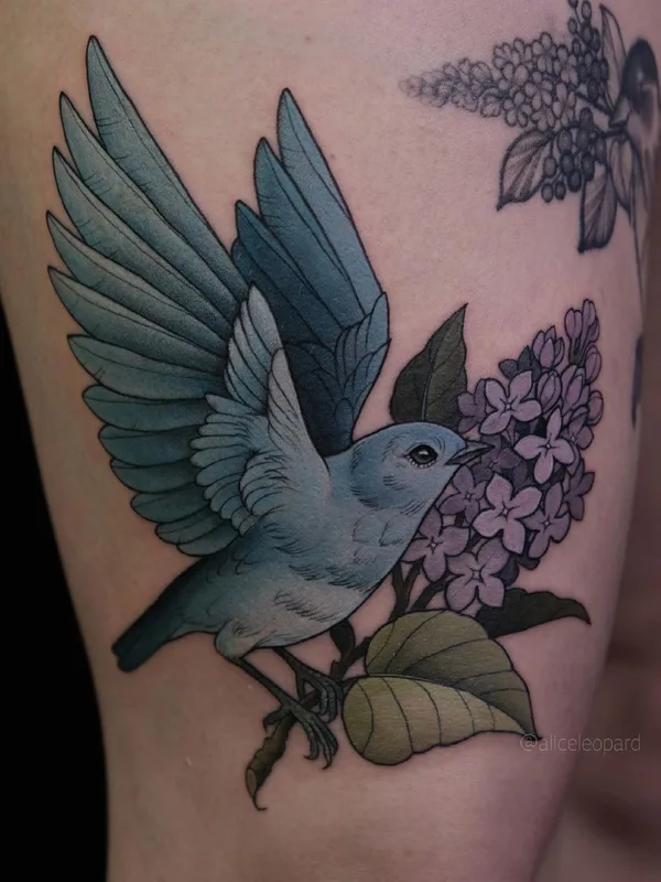 color illustrative татуировка на thigh #42585 | Тату мастер Алиса Леопард