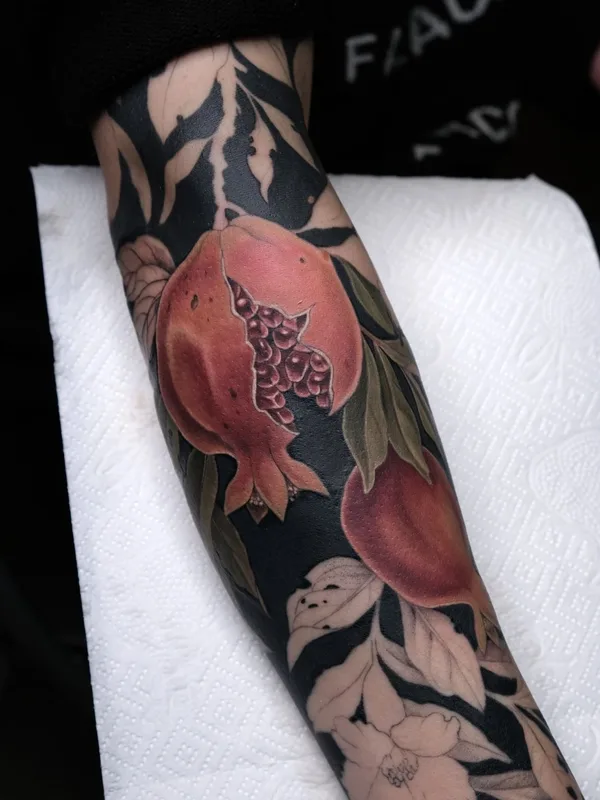 color botanic татуировка на full sleeve #42596 | Тату мастер Алиса Леопард