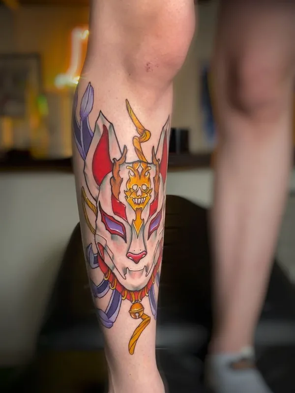 color japanese tattoo auf calf #42605 | Tätowierer Захаров Сергей 