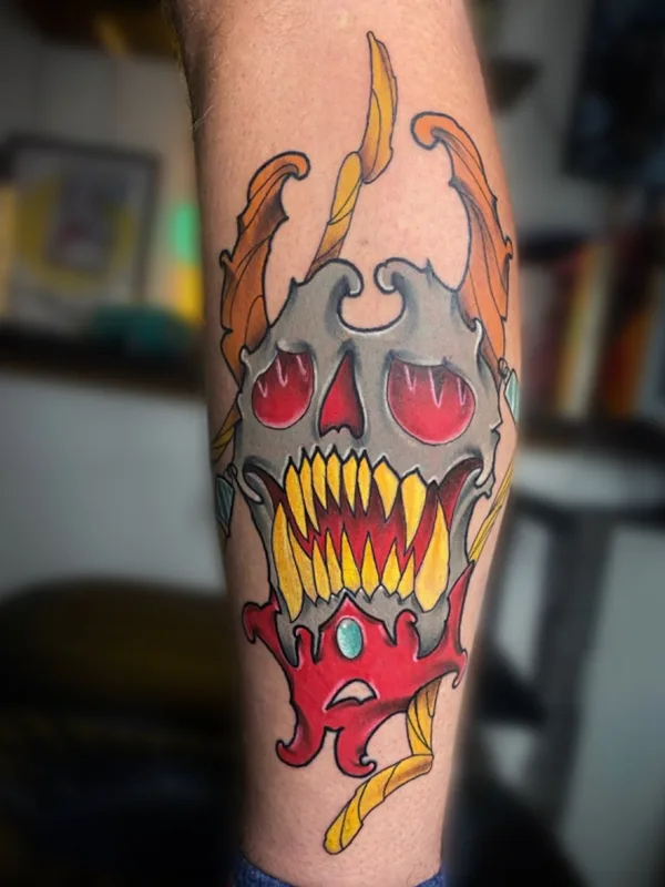 color neo traditional tattoo auf calf #42606 | Tätowierer Захаров Сергей 