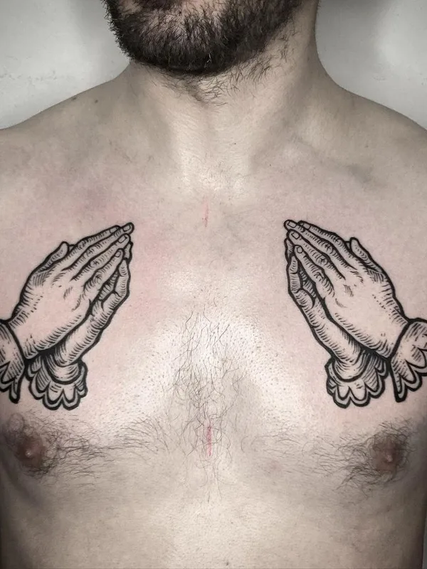 male black blackwork 纹身 在 chest #58720 | 纹身师 Zuza Gałuszka