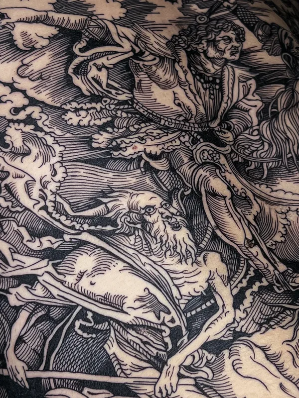black engraving 纹身 在 forearm #58758 | 纹身师 Ulises Indio