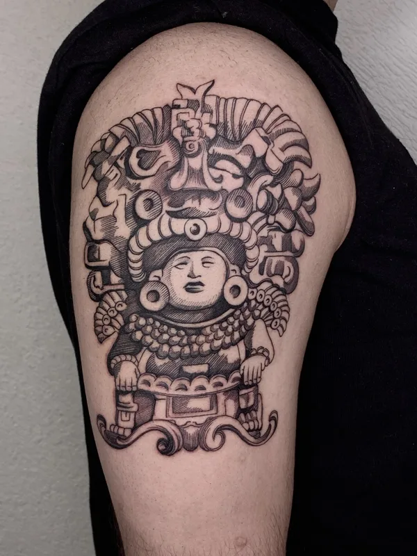 black and grey blackwork 纹身 在 upper arm #58768 | 纹身师 Ulises Indio
